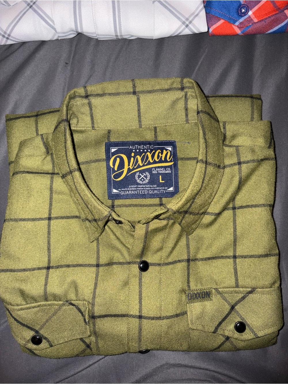 Dixxon Bodie - Olive Green Windowpane Flannel Shirt - Men